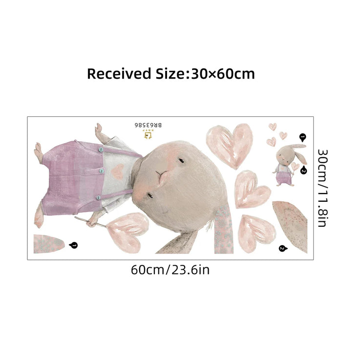 1 pz cartone animato carino palloncino testa storta coniglio adesivi murali per la decorazione della camera dei bambini camera dei bambini decalcomanie da parete camera da letto decorativa