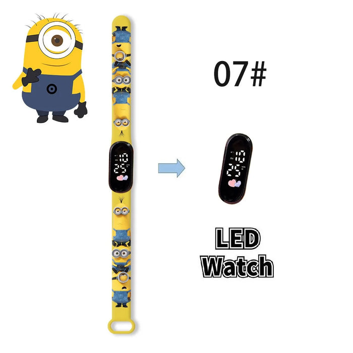 New Minions Child Watchs Anime Bob study Cartoon Digital Electronic LED Student Silicone Wristband Kids Birthday Gift Toys