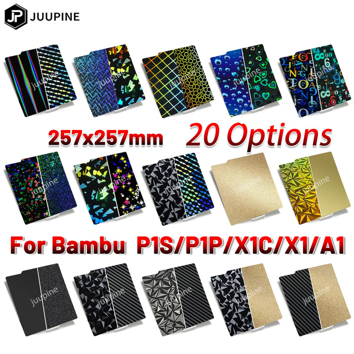 Juupine per Bambulab Build Plate P1s Spring Steel Sheet Pei Sheet 257x257 Build Plate P1s Bamboo Lab Bambulabs X1 Carbon X1 A1