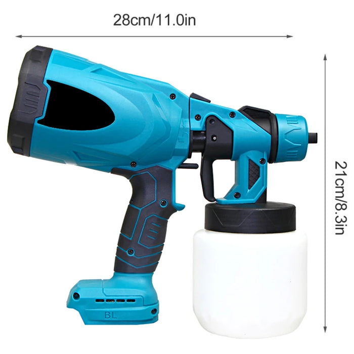 Pistola a spruzzo elettrica da 1000ML spruzzatore di vernice Cordless ad alta potenza HVLP aerografo per rivestimento in acciaio per mobili Auto per batteria Makita 18V