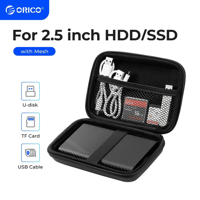 Custodia per disco rigido ORICO 2.5 Custodia protettiva per HDD portatile per disco rigido esterno da 2,5 pollici/auricolare/disco U Custodia per disco rigido nero