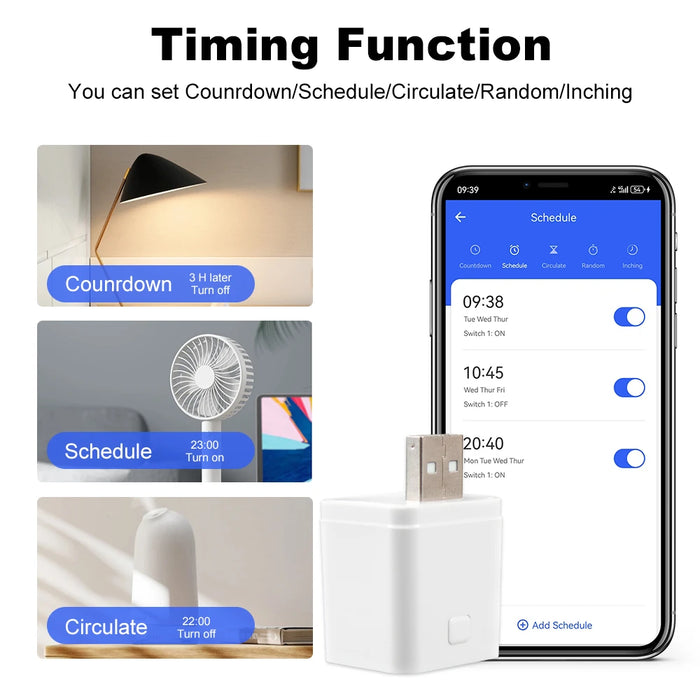 Tuya Smart WiFi/Zigbee adattatore Micro USB 1-3 Gang 5V Mini adattatore di alimentazione USB spina di ricarica temporizzazione vocale per Alexa Google Home Alice