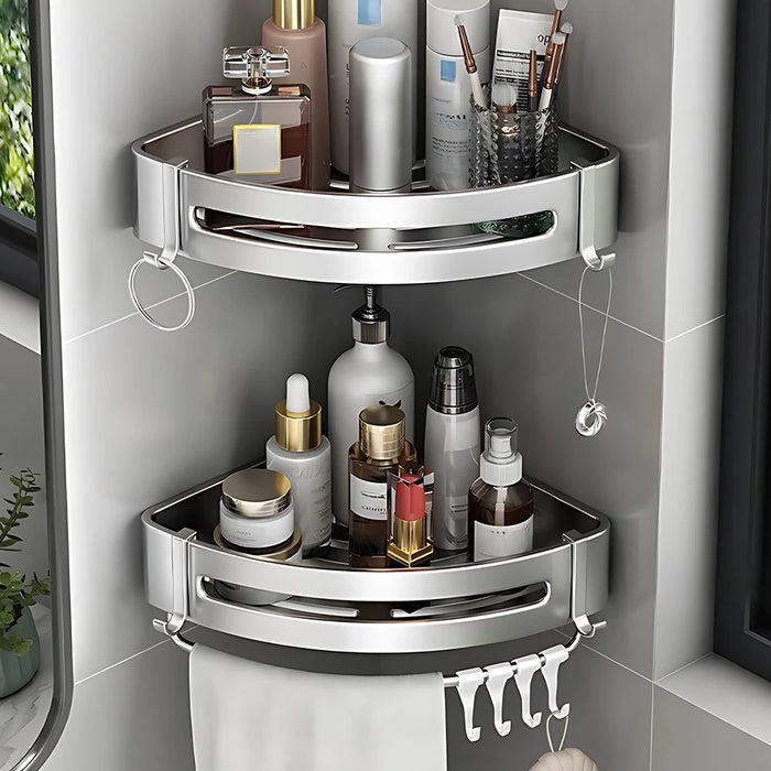 1/2 pz mensola del bagno organizzatore di stoccaggio della cucina in lega di alluminio Shampoo Rack mensola della doccia accessori per il bagno senza ripiano per trapano