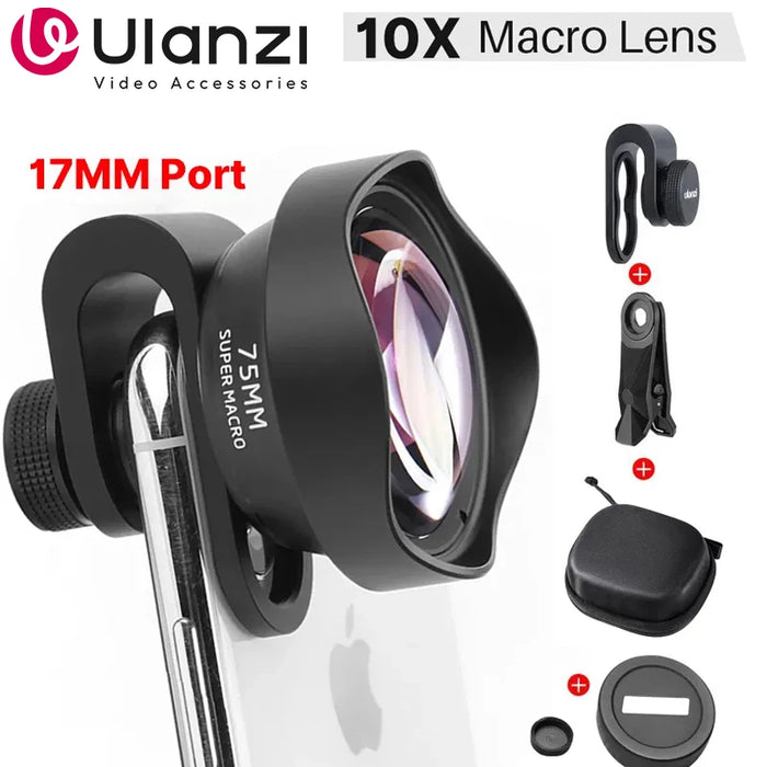 Ulanzi 17mm 10X Macro Obiettivo Universale Per iPhone 13 14 15 16 Mini Pro Max Samsung S20 S21 S22 S23 Ultra Huawei XiaoMi Obiettivo Del Telefono