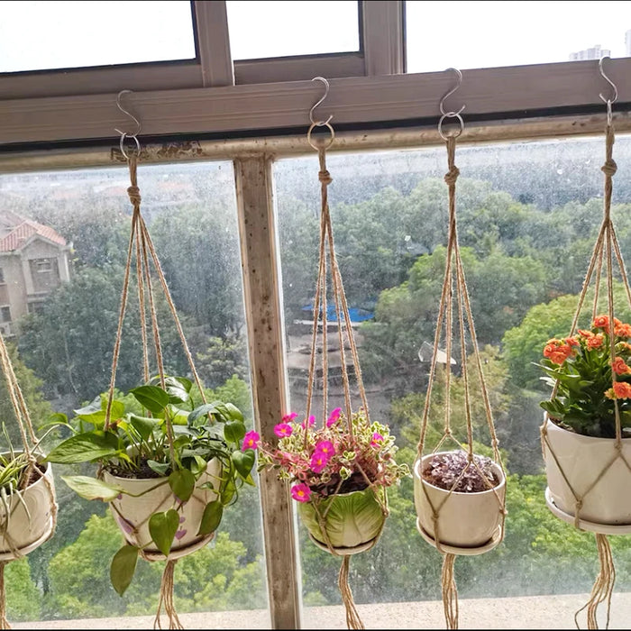 Cesto appeso per piante da giardinaggio appendiabiti in corda di cotone vaso da fiori Macrame tasca per vasi fatta a mano decorazione del cortile del giardino della parete di casa