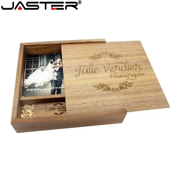 Album fotografico in acero JASTER scatola USB in legno Memory Stick Pendrive 8GB 16GB 32GB 64GB 128GB fotografia regalo LOGO gratuito (170*170*35 MM)