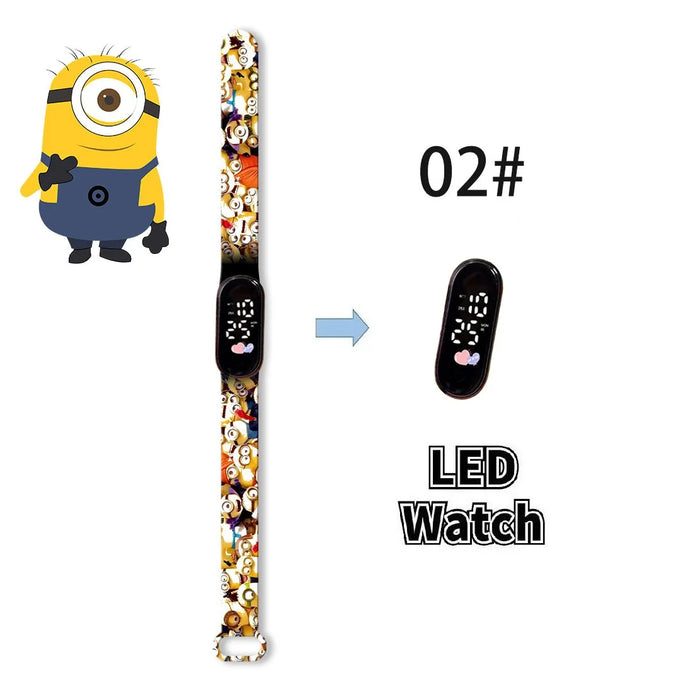 New Minions Child Watchs Anime Bob study Cartoon Digital Electronic LED Student Silicone Wristband Kids Birthday Gift Toys