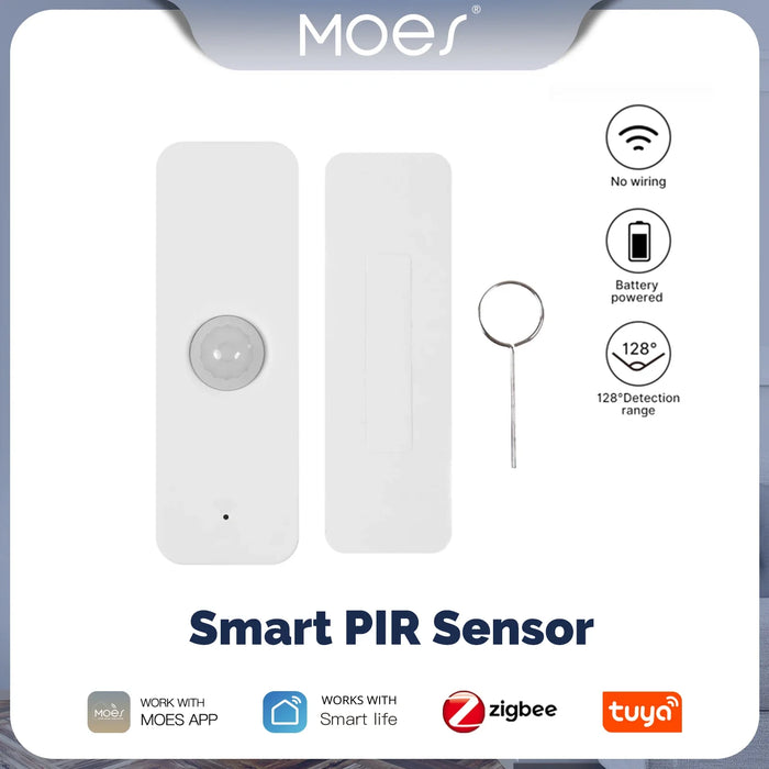 MOES Tuya WiFi/ZigBee Sensore PIR intelligente Rilevatore di movimento a infrarossi per il corpo umano Sicurezza domestica Collegamento scena Automazione Alimentazione a batteria