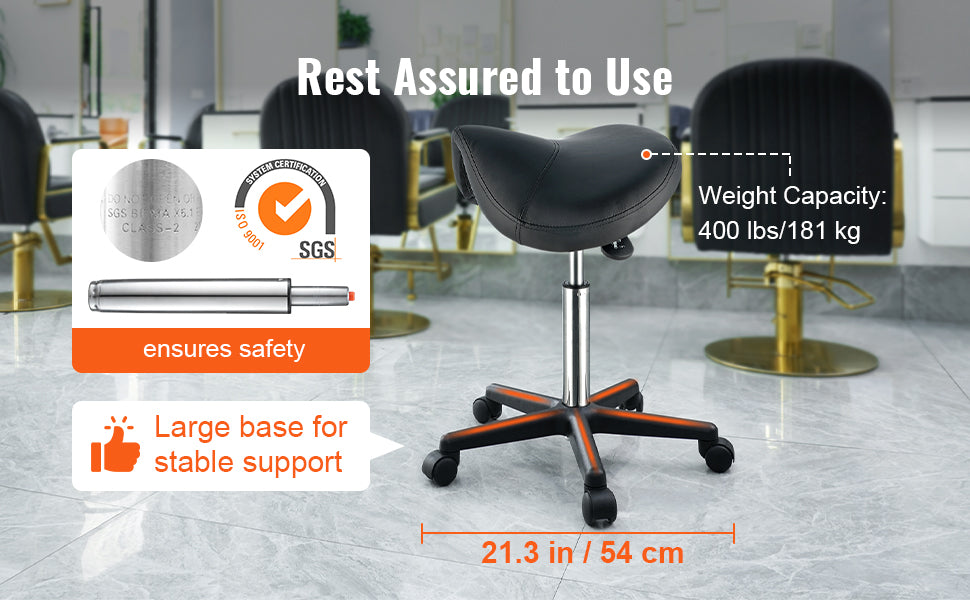 Sgabello da sella ergonomico VEVOR con 5 rotelle girevoli rotazione di 360 ° 20.1-28 sgabello rotondo regolabile in altezza per ufficio Bar Salon